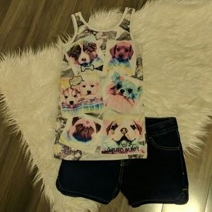 Justice Dog-Themed Ribbed Tank Top